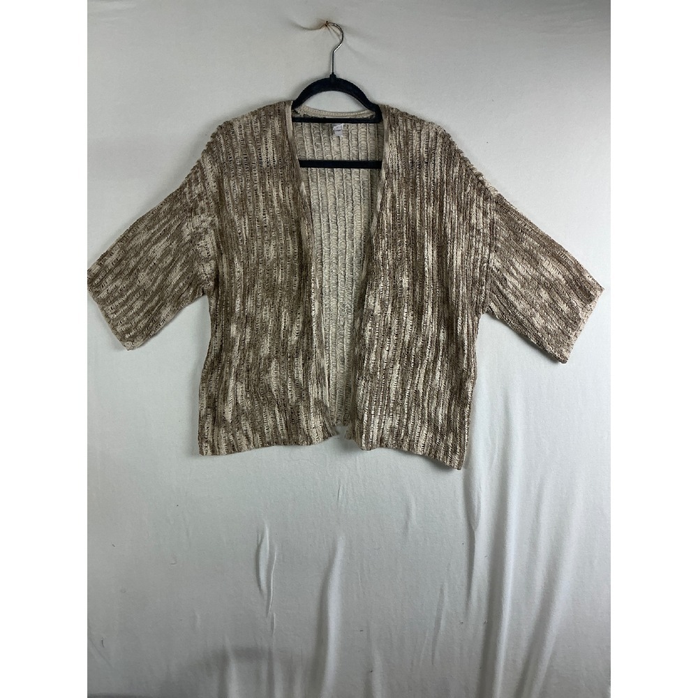 Chico's Cardigan Women's 3 Open Front Duster Knit Textured Neutral Tones